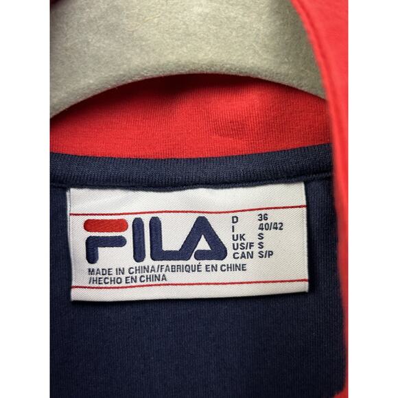 Fila Bodysuit Womens Small Navy Blue‎ Red Zip Up Sleeveless Logo Athletic Retro - Picture 6 of 8